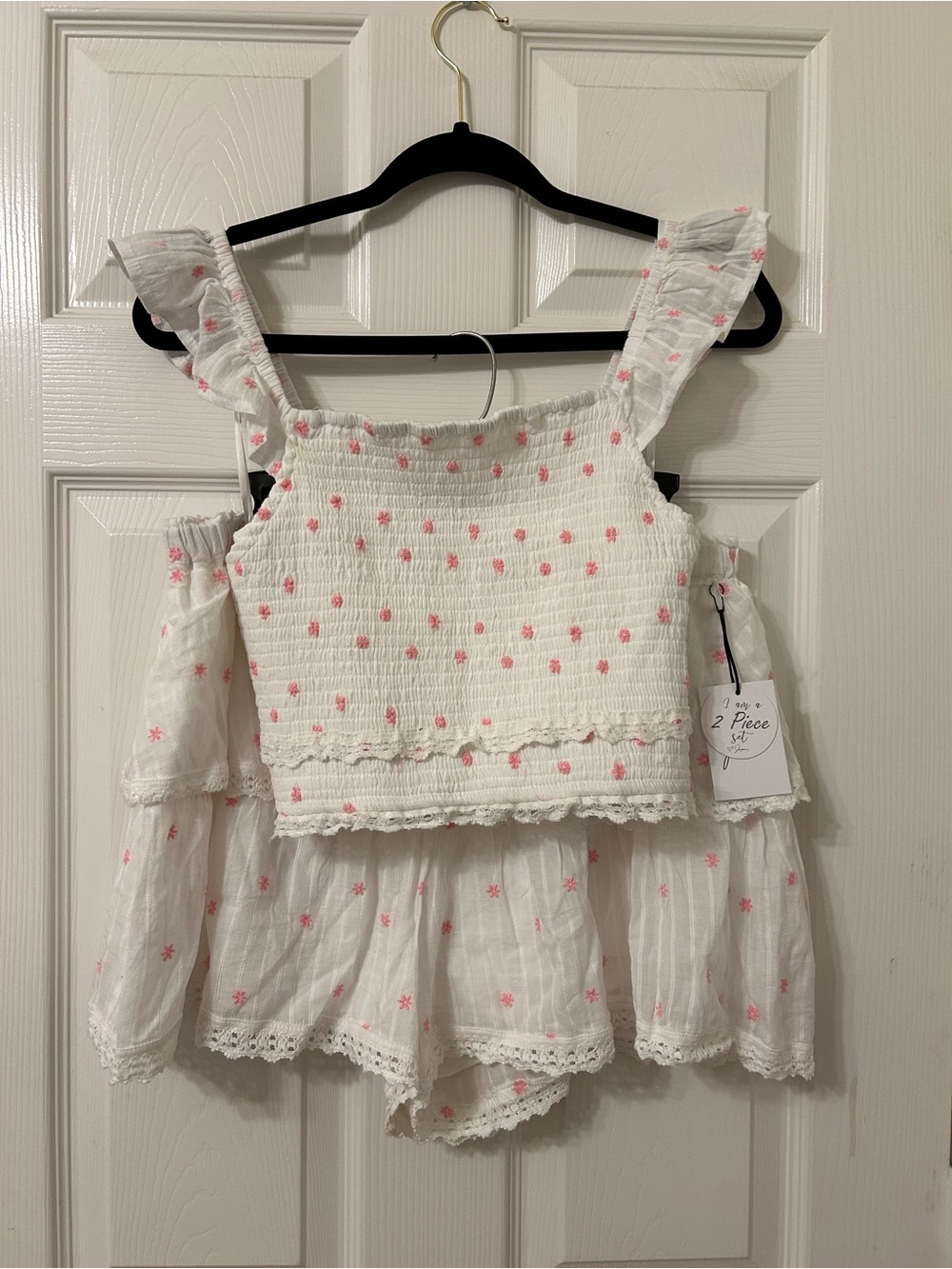 NWT Floral White & Pink 2-piece set - Picture 2 of 6